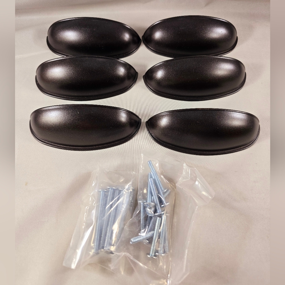 Liberty Hardware Drawer Door Pull Set Of 6 Metal 3" Dual Mount Cup 64mm Cocoa